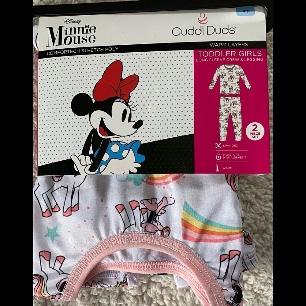 NWT Girl Cuddl Duds Disney's Minnie 2 Piece Rainbows Layer - Set 5T